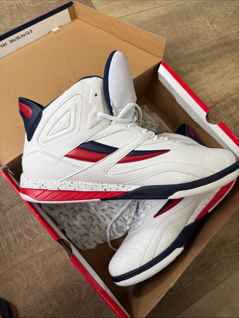 Fila Kids White Navy Red Dereverse High Top Sneakers - Picture 2 of 6